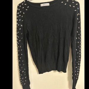 Zara Black Long Sleeve Top with Silver Accents